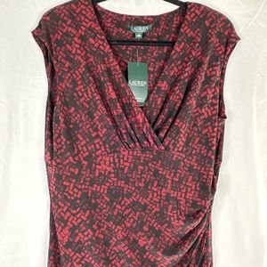 Lauren Ralph Lauren Dress Women Size 16 Burgundy Sleeveless Business New